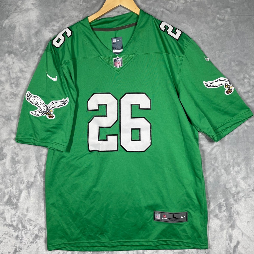Nike Philadelphia Eagles Saquon Barkley 26 Kelly Green Throwback Jersey Mens L